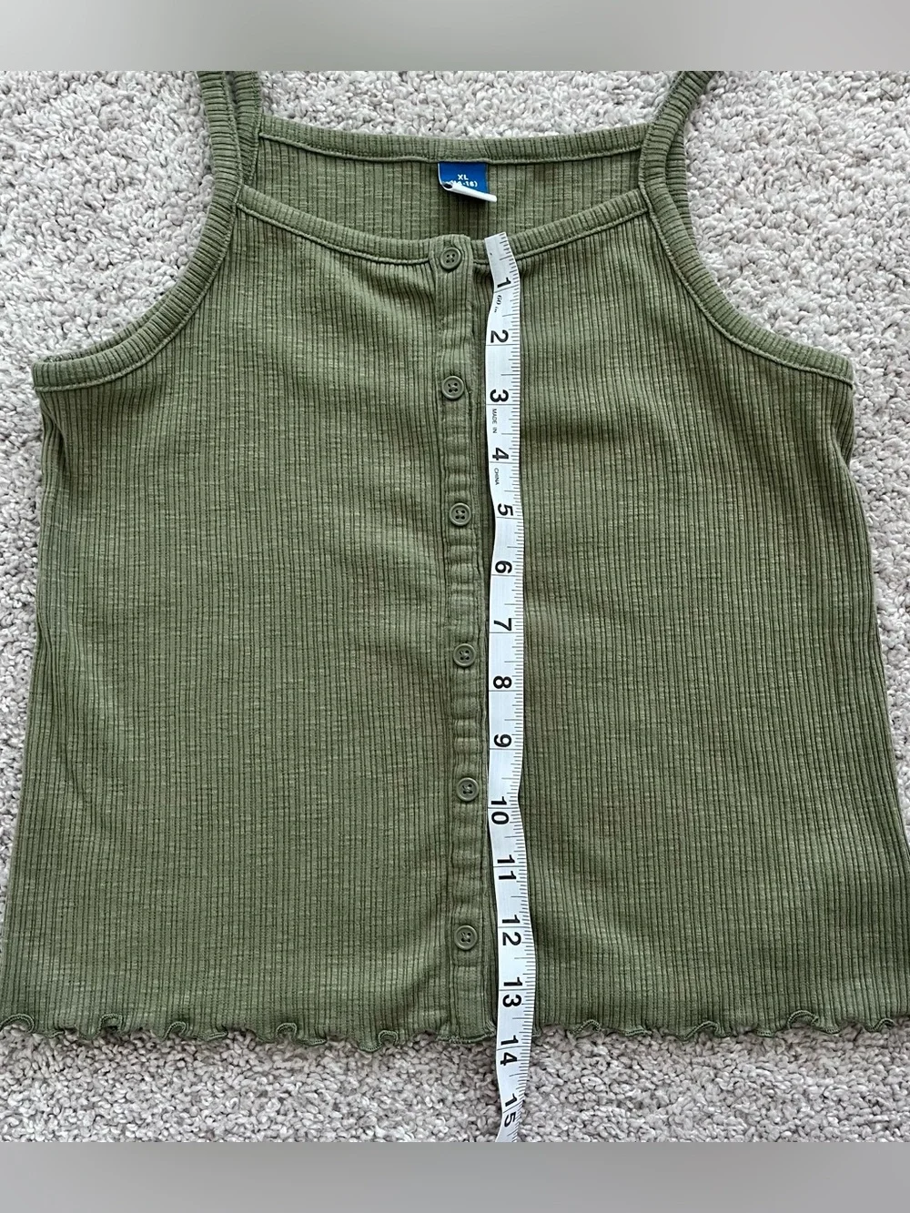 Old Navy Olive Green Ribbed Button-Front Tank Top